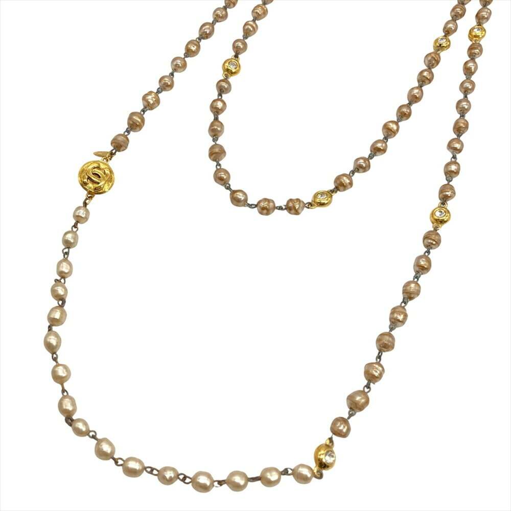 Chanel Long Pendant Necklace Metal Gold #222081C14B